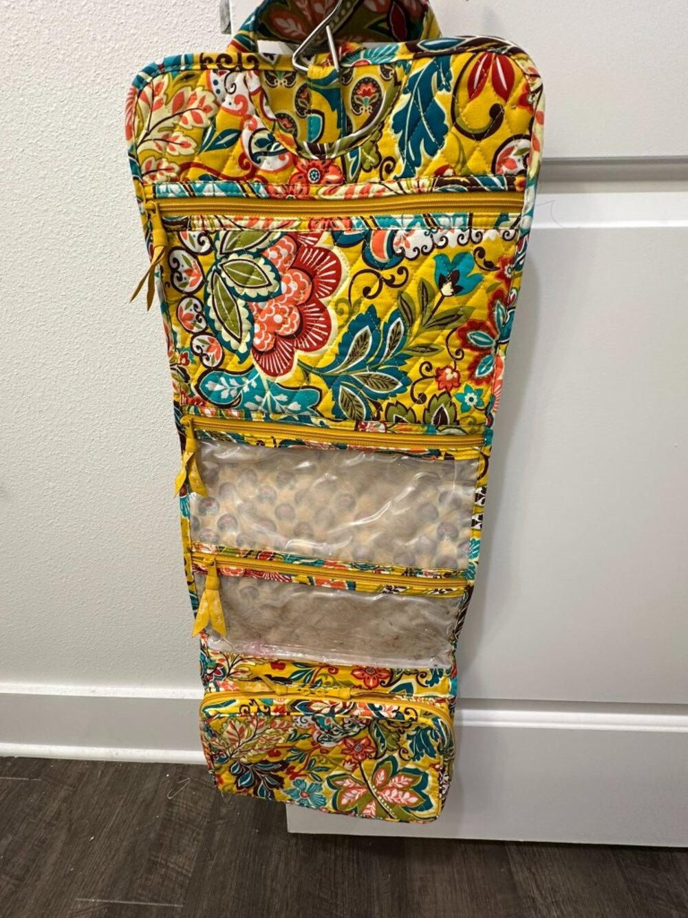 Vera Bradley Hanging Organizer Provencal Yellow Travel Cosmetic Bag Retired